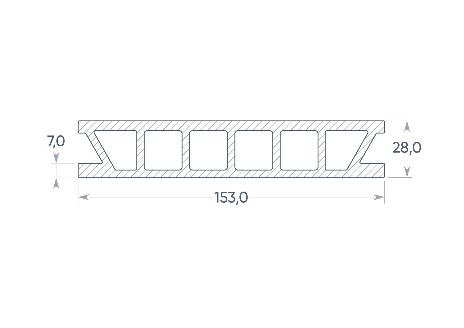 Террасная доска Deckron Woodlike 153*28*6000мм, терракот, П7