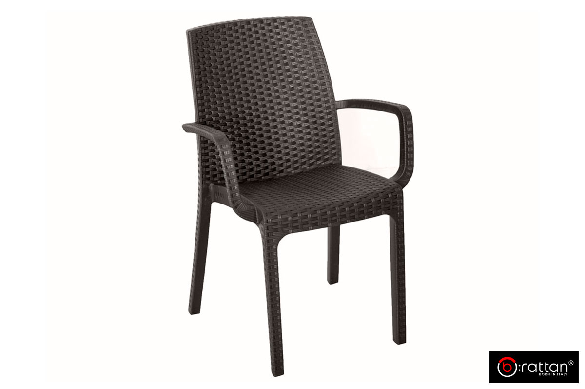 Стул B:rattan ИНДИАНА / INDIANA с подлокотниками, коричневый