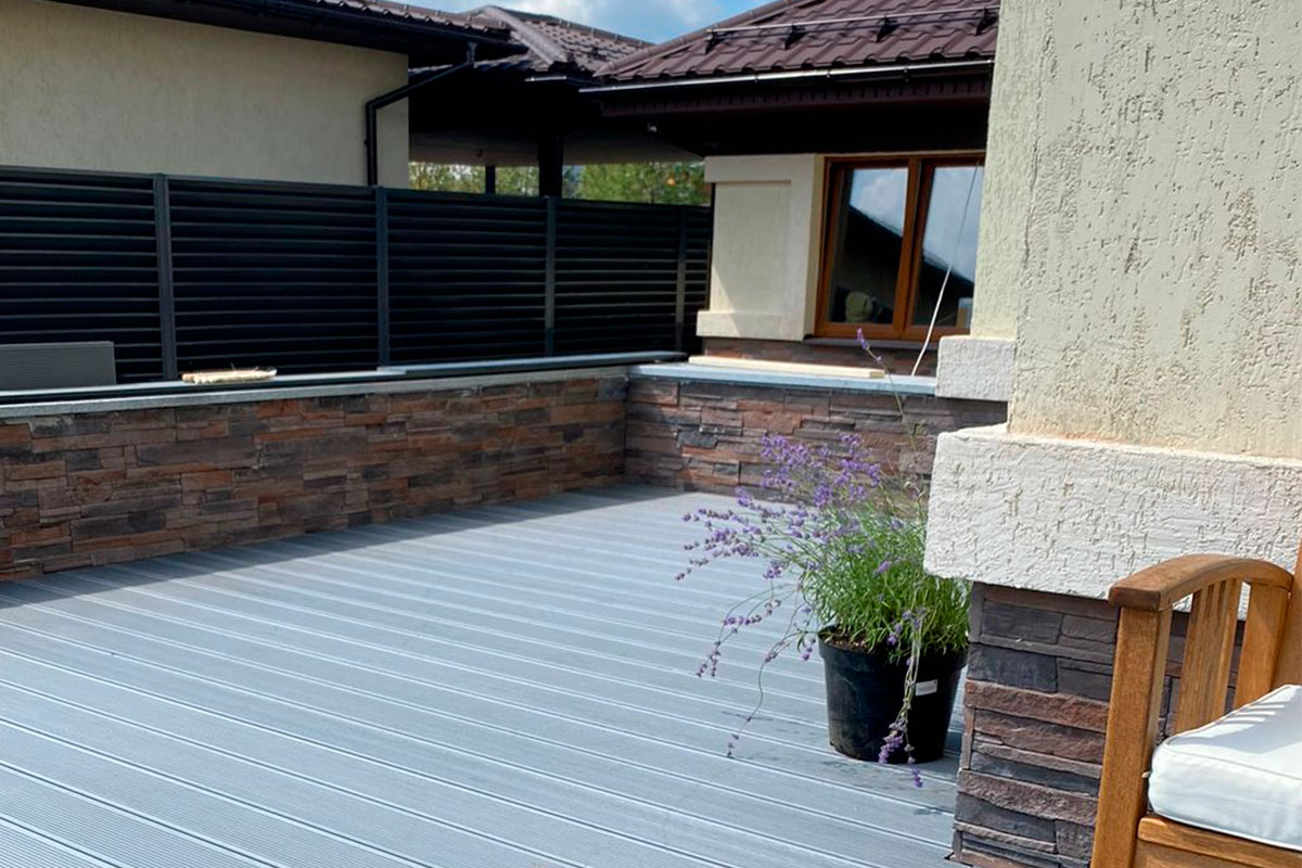 Террасная доска Deckron Classic Color 153*28*6000мм, серый, П7
