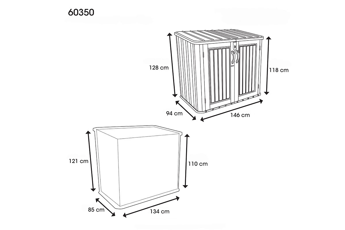 Ящик пластиковый WoodLook, 1380 л, серый