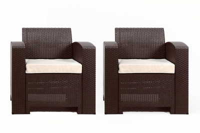 Раттан Премиум / Rattan Premium, комплект из 2-х кресел в цвете венге с подушками 
