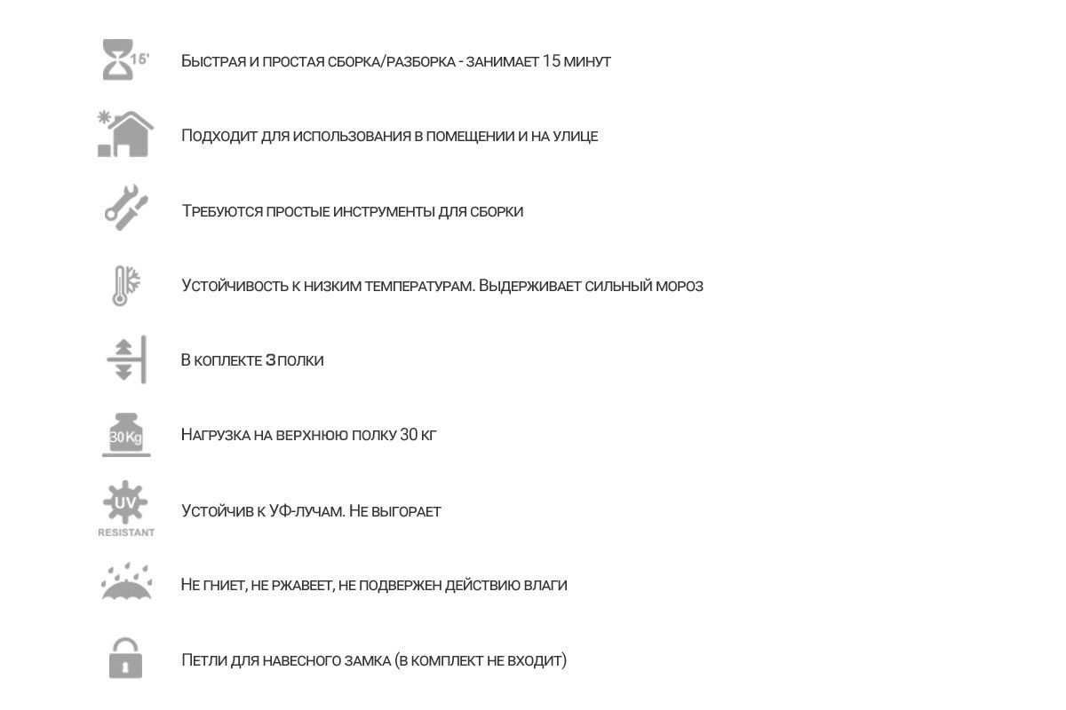 Уличный шкаф TOOMAX 2х дверный глубокий WOODY'S XL (3 полки), антрацит