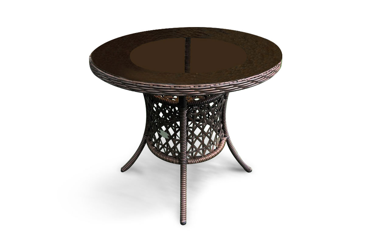 Комплект плетеной мебели МОККА FANO (стол обеденный круглый, 4 кресла), Темно-коричневый