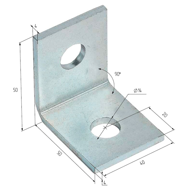 Уголок 90 градусов, 50х40х48х4