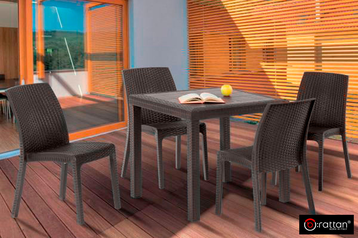 Стол B:rattan ДАЛЛАС / DALLAS 800*800мм, коричневый